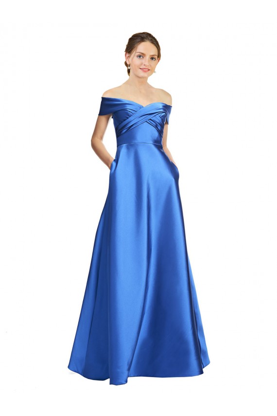 Discount Off the Shoulder Satin Long Evening Dresses UK