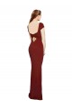 Discount Keyhole Back Round Neck Stretch Crepe Burgundy Long Evening Dress UK