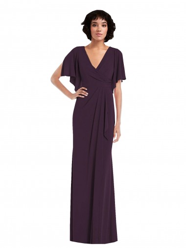 Discount V-Neck Spandex Grape Long Maxi Evening Dress UK